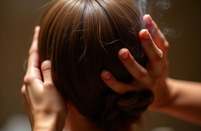 Rawatan rambut dengan topeng dan stim untuk rambut sihat berkilat